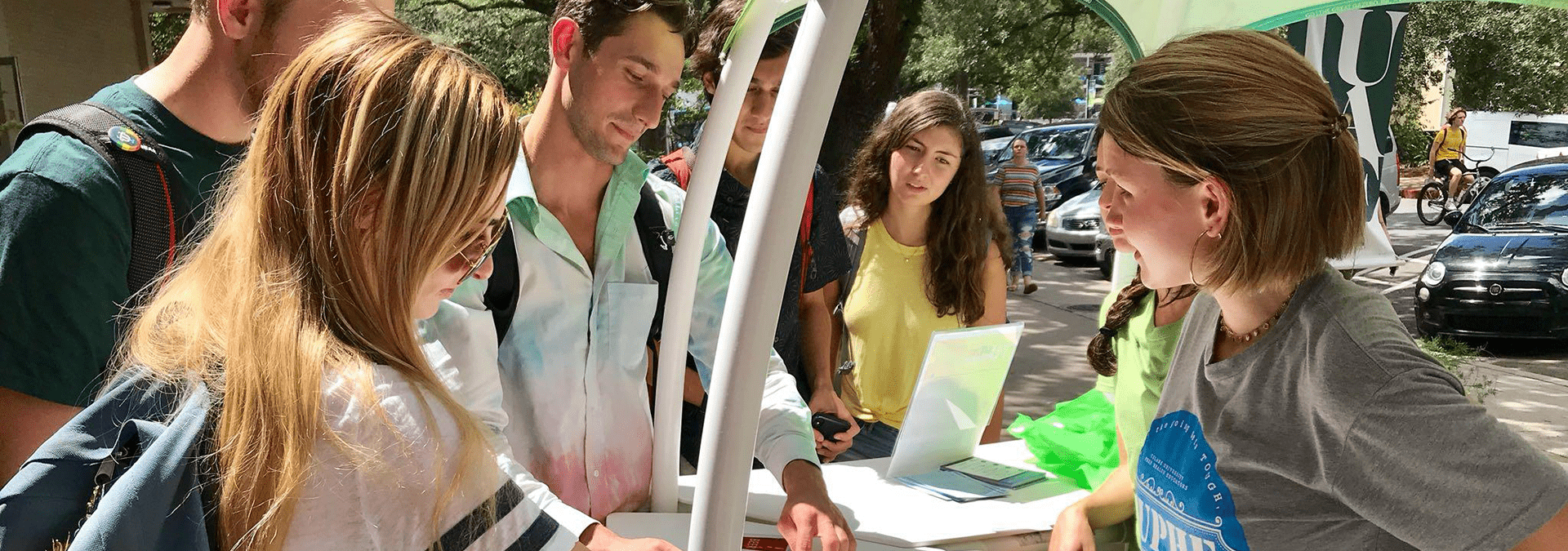 Tulane students at a Campus Health booth