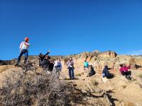 Students pointing at rock formations in Santa Fe Students pointing at rock formations in Santa Fe