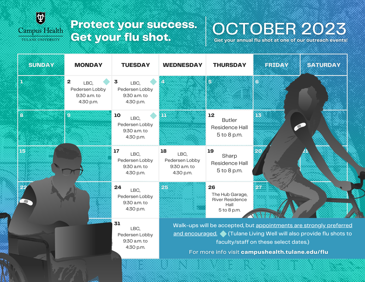 Calendar of October flu clinic dates