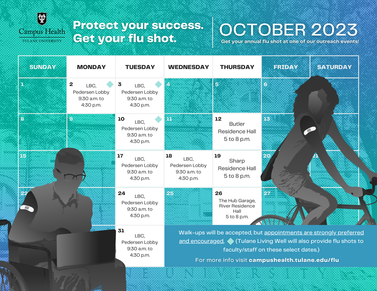 Calendar of October flu clinic dates Calendar of October flu clinic dates