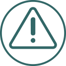 Triangular icon of an exclamation point to indicate danger